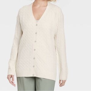 A New Day Cable Cardigan Sweater, Cream, NWT, Size XS